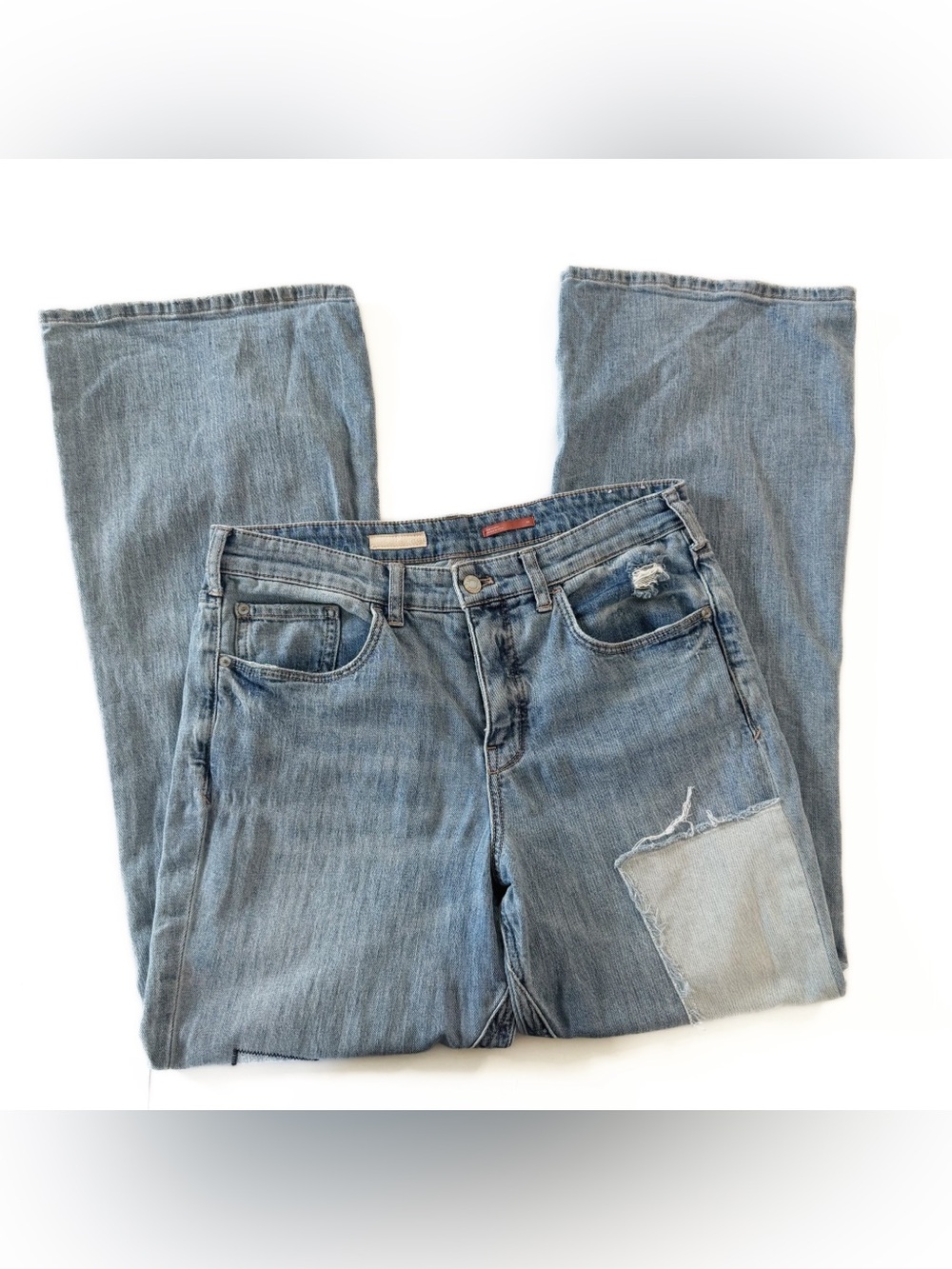 Anthropologie Pilcro Jeans Womens 29 Laidback Mid Rise Patchwork Flare Boho - Picture 3 of 11